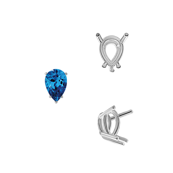 ITI NYC Five Prong Pear Shape Wire Basket Settings in Sterling Silver (5.00 x 3.00 mm - 12.00 x 8.00 mm)