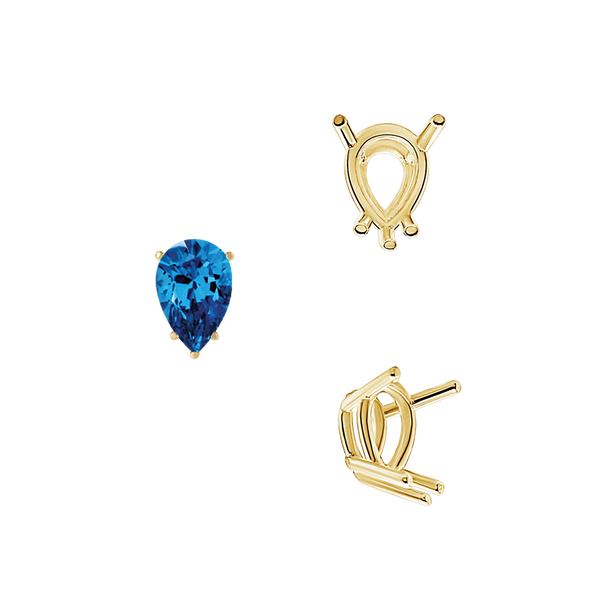 ITI NYC Five Prong Pear Shape Wire Basket Settings in 14K Gold (3.00 x 1.75 mm - 12.00 x 8.00 mm)