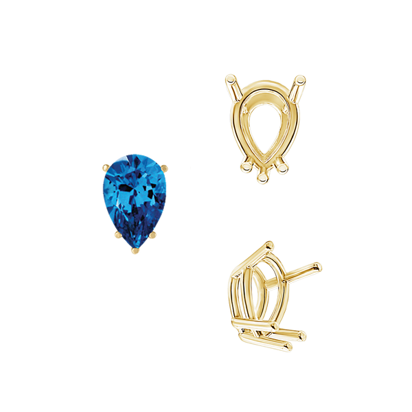 ITI NYC Five Prong Pear Shape Wire Basket Settings in 14K Gold (5.00 x 3.00 mm - 12.00 x 8.00 mm)