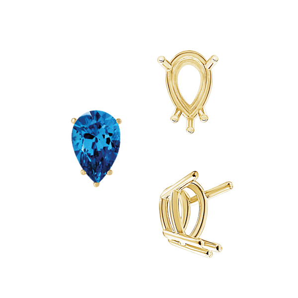 ITI NYC Five Prong Pear Shape Wire Basket Settings in 14K Gold (3.00 x 1.75 mm - 12.00 x 8.00 mm)