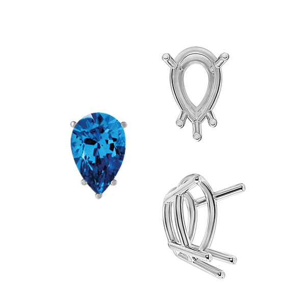 ITI NYC Five Prong Pear Shape Wire Basket Settings in Sterling Silver (5.00 x 3.00 mm - 12.00 x 8.00 mm)