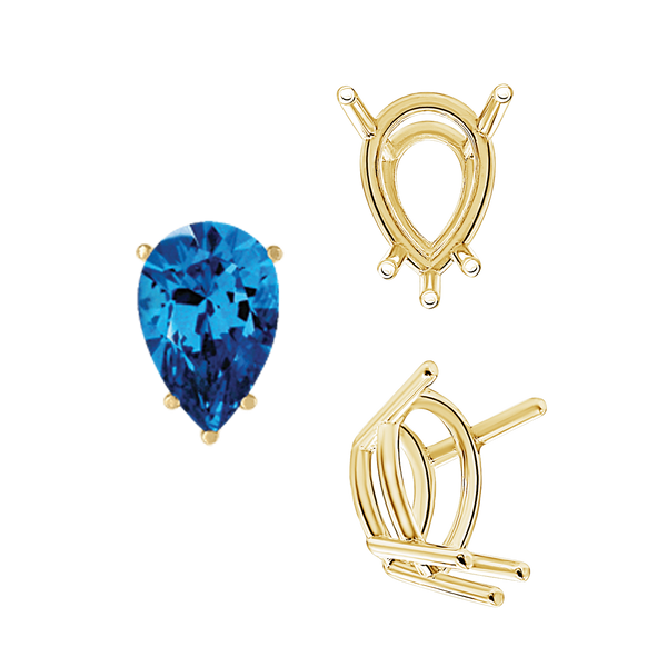 ITI NYC Five Prong Pear Shape Wire Basket Settings in 14K Gold (3.00 x 1.75 mm - 12.00 x 8.00 mm)