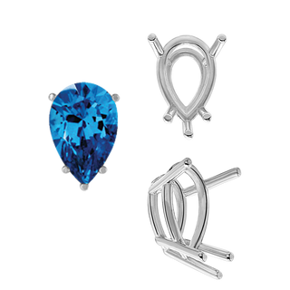 ITI NYC Five Prong Pear Shape Wire Basket Settings in Sterling Silver (5.00 x 3.00 mm - 12.00 x 8.00 mm)