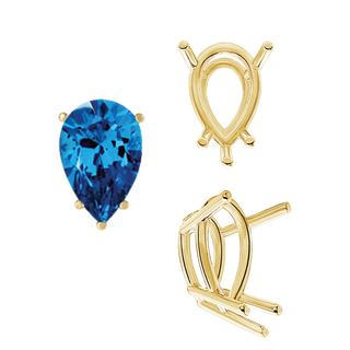 ITI NYC Five Prong Pear Shape Wire Basket Settings in 14K Gold (5.00 x 3.00 mm - 12.00 x 8.00 mm)
