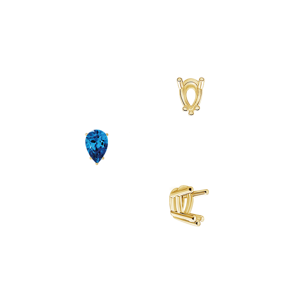 ITI NYC Five Prong Pear Shape Wire Basket Settings in 14K Gold (3.00 x 1.75 mm - 12.00 x 8.00 mm)