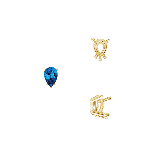 ITI NYC Five Prong Pear Shape Wire Basket Settings in 14K Gold (3.00 x 1.75 mm - 12.00 x 8.00 mm)