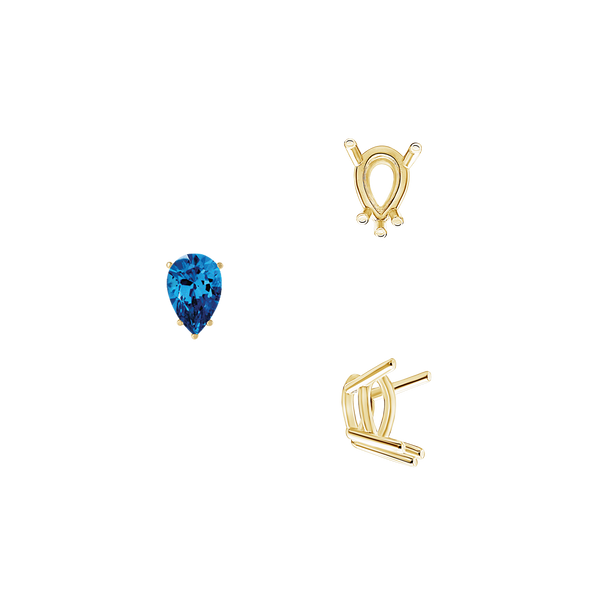 ITI NYC Five Prong Pear Shape Wire Basket Settings in 14K Gold (3.00 x 1.75 mm - 12.00 x 8.00 mm)