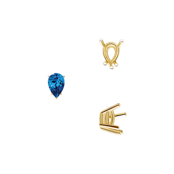 ITI NYC Five Prong Pear Shape Wire Basket Settings in 14K Gold (5.00 x 3.00 mm - 12.00 x 8.00 mm)