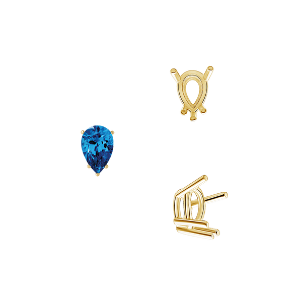 ITI NYC Five Prong Pear Shape Wire Basket Settings in 14K Gold (3.00 x 1.75 mm - 12.00 x 8.00 mm)