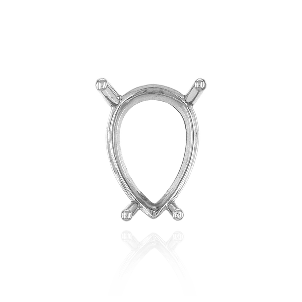ITI NYC Four Prong Pear Shape Single Base Settings in Sterling Silver (5.00 x 3.00 mm - 24.00 x 16.00 mm)