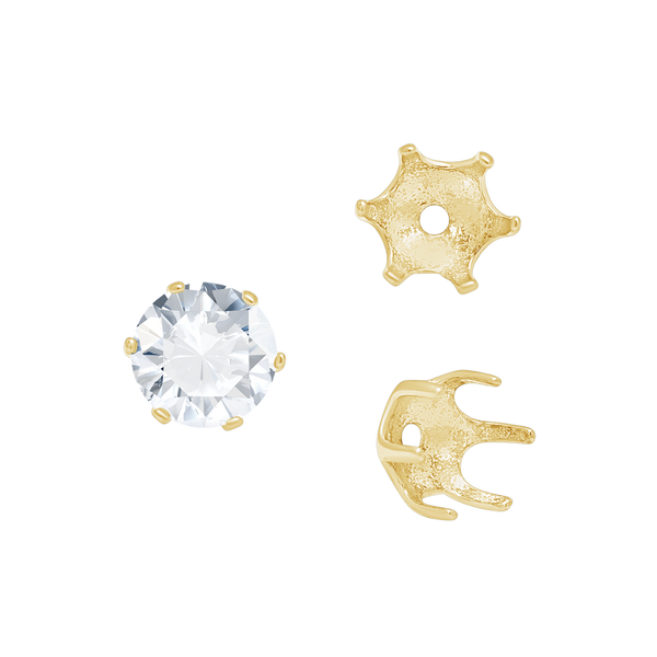 ITI NYC Six Prong Round Pearl Cup Settings in 14K Gold (3.00 mm - 10.00 mm)