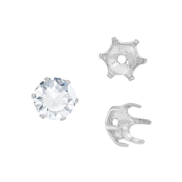 ITI NYC Six Prong Round Pearl Cup Settings in 14K Gold (3.00 mm - 10.00 mm)