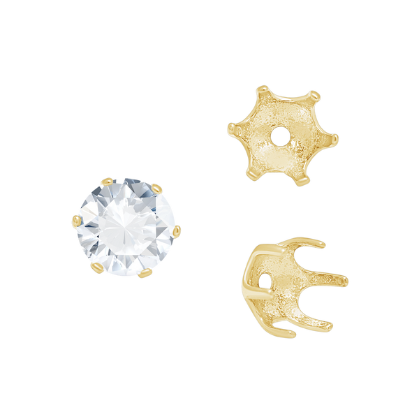 ITI NYC Six Prong Round Pearl Cup Settings in 14K Gold (3.00 mm - 10.00 mm)