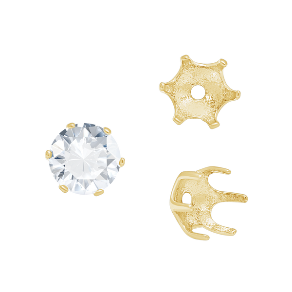 ITI NYC Six Prong Round Pearl Cup Settings in 14K Gold (3.00 mm - 10.00 mm)