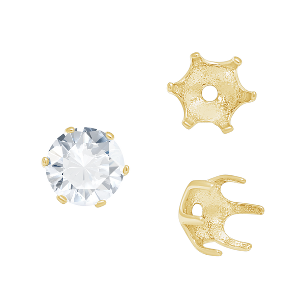 ITI NYC Six Prong Round Pearl Cup Settings in 14K Gold (3.00 mm - 10.00 mm)