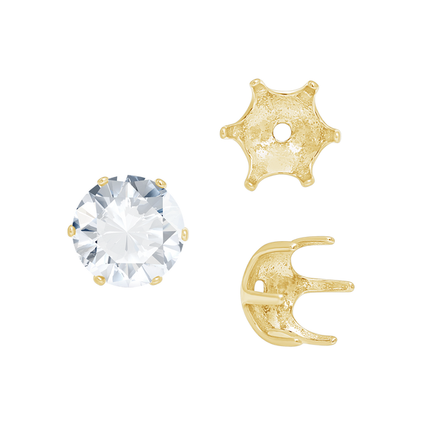 ITI NYC Six Prong Round Pearl Cup Settings in 14K Gold (3.00 mm - 10.00 mm)
