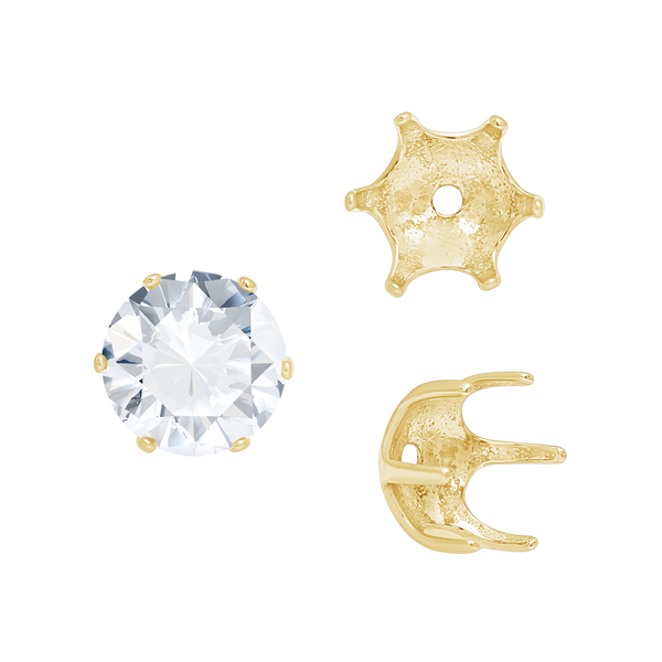 ITI NYC Six Prong Round Pearl Cup Settings in 14K Gold (3.00 mm - 10.00 mm)