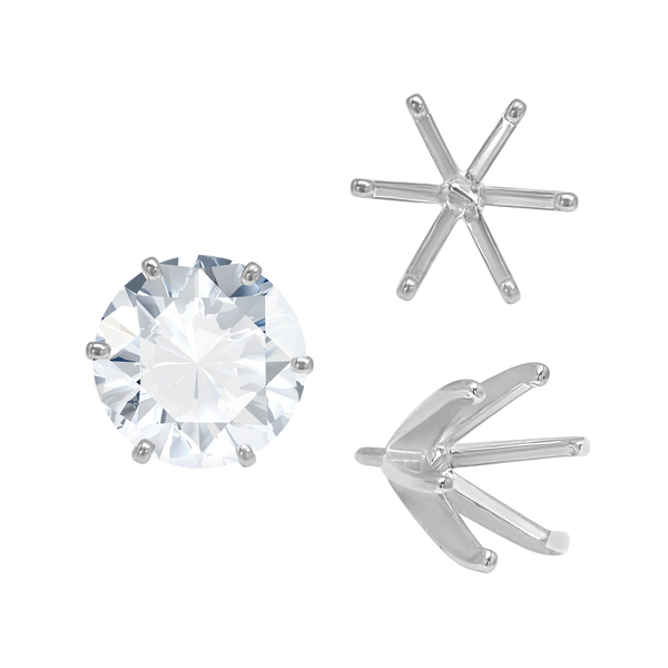ITI NYC Six Prong Round Light and Low Tiffany Settings With Peg in Sterling Silver (Casting) (2.50 mm - 11.00 mm)