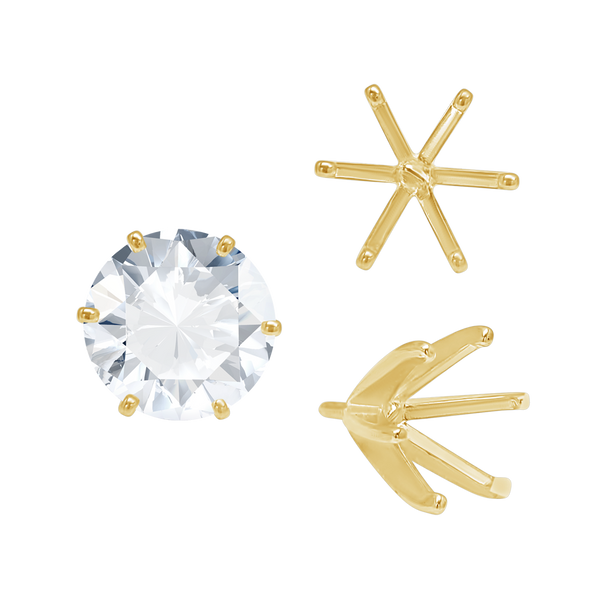 ITI NYC Six Prong Round Light and Low Tiffany Settings With Peg in 14K Gold (Casting) (2.50 mm - 11.00 mm)