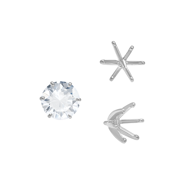ITI NYC Six Prong Round Light and Low Tiffany Settings With Peg in 14K Gold (Casting) (2.50 mm - 11.00 mm)