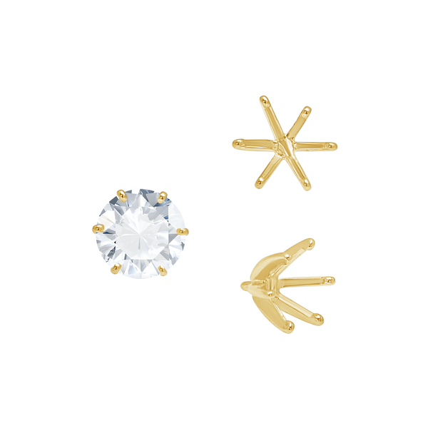 ITI NYC Six Prong Round Light and Low Tiffany Settings With Peg in 14K Gold (Casting) (2.50 mm - 11.00 mm)
