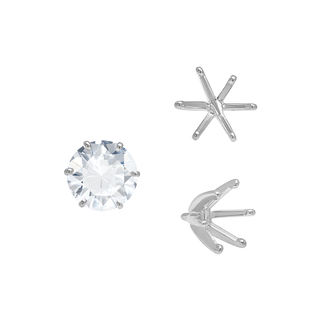 ITI NYC Six Prong Round Light and Low Tiffany Settings With Peg in 18K Gold (Casting) (3.25 mm - 9.75 mm)
