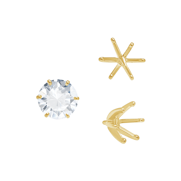 ITI NYC Six Prong Round Light and Low Tiffany Settings With Peg in 14K Gold (Casting) (2.50 mm - 11.00 mm)