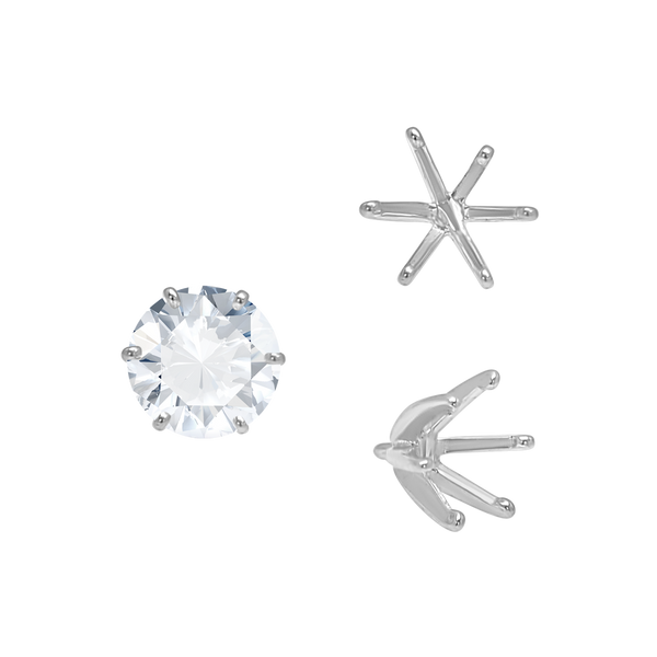 ITI NYC Six Prong Round Light and Low Tiffany Settings With Peg in 18K Gold (Casting) (3.25 mm - 9.75 mm)