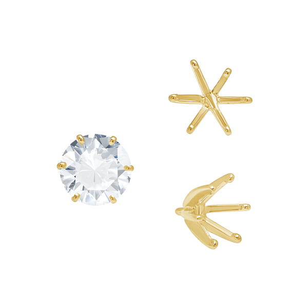 ITI NYC Six Prong Round Light and Low Tiffany Settings With Peg in 14K Gold (Casting) (2.50 mm - 11.00 mm)