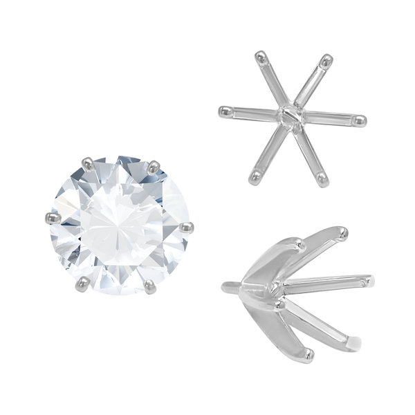 ITI NYC Six Prong Round Light and Low Tiffany Settings With Peg in 14K Gold (Casting) (2.50 mm - 11.00 mm)