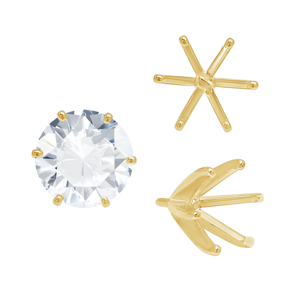 ITI NYC Six Prong Round Light and Low Tiffany Settings With Peg in 14K Gold (Casting) (2.50 mm - 11.00 mm)