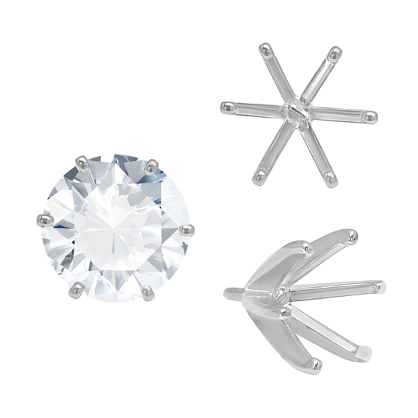 ITI NYC Six Prong Round Light and Low Tiffany Settings With Peg in 18K Gold (Casting) (3.25 mm - 9.75 mm)
