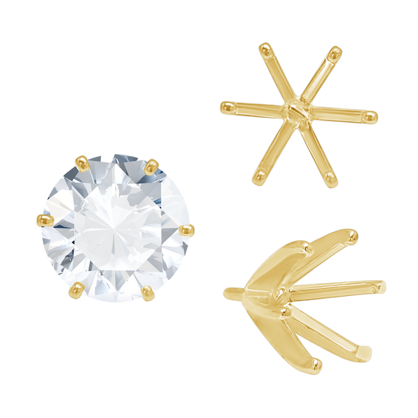 ITI NYC Six Prong Round Light and Low Tiffany Settings With Peg in 14K Gold (Casting) (2.50 mm - 11.00 mm)