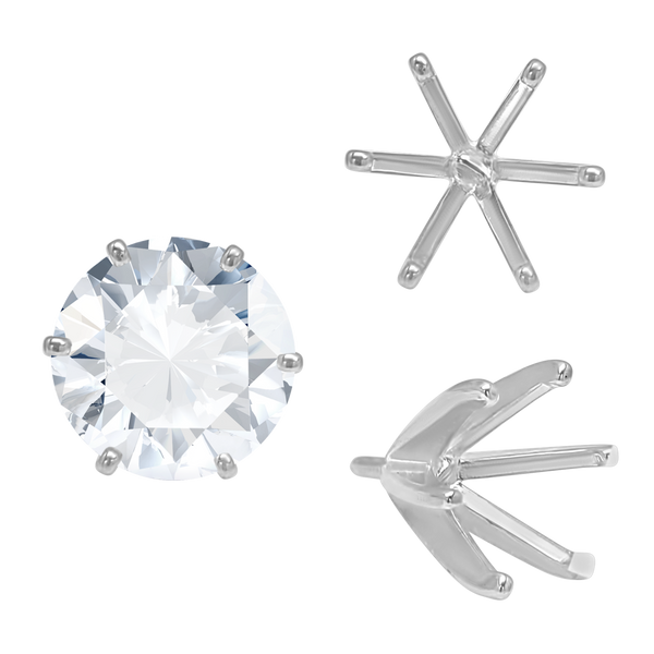 ITI NYC Six Prong Round Light and Low Tiffany Settings With Peg in 14K Gold (Casting) (2.50 mm - 11.00 mm)