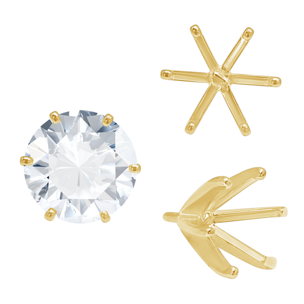ITI NYC Six Prong Round Light and Low Tiffany Settings With Peg in 14K Gold (Casting) (2.50 mm - 11.00 mm)