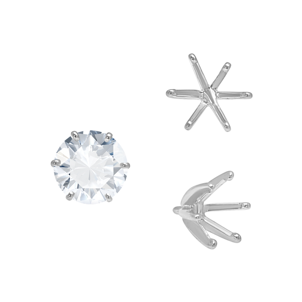 ITI NYC Six Prong Round Light and Low Tiffany Settings With Peg in 14K Gold (Casting) (2.50 mm - 11.00 mm)