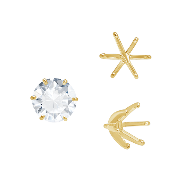 ITI NYC Six Prong Round Light and Low Tiffany Settings With Peg in 14K Gold (Casting) (2.50 mm - 11.00 mm)