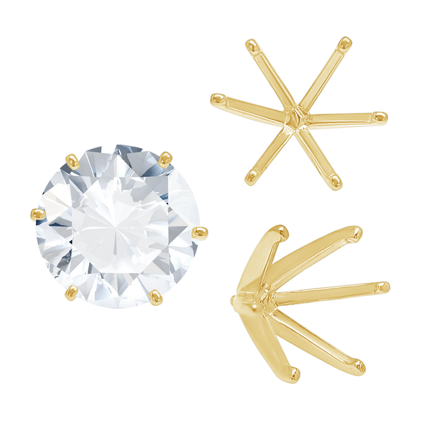 ITI NYC Six Prong Round Light and Low Tiffany Settings With Peg in 14K Gold (Casting) (2.50 mm - 11.00 mm)