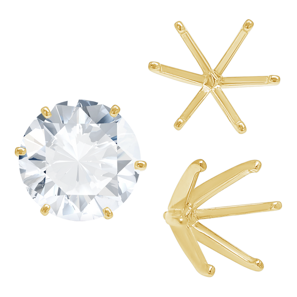 ITI NYC Six Prong Round Light and Low Tiffany Settings With Peg in 14K Gold (Casting) (2.50 mm - 11.00 mm)