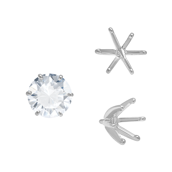 ITI NYC Six Prong Round Light and Low Tiffany Settings With Peg in 14K Gold (Casting) (2.50 mm - 11.00 mm)