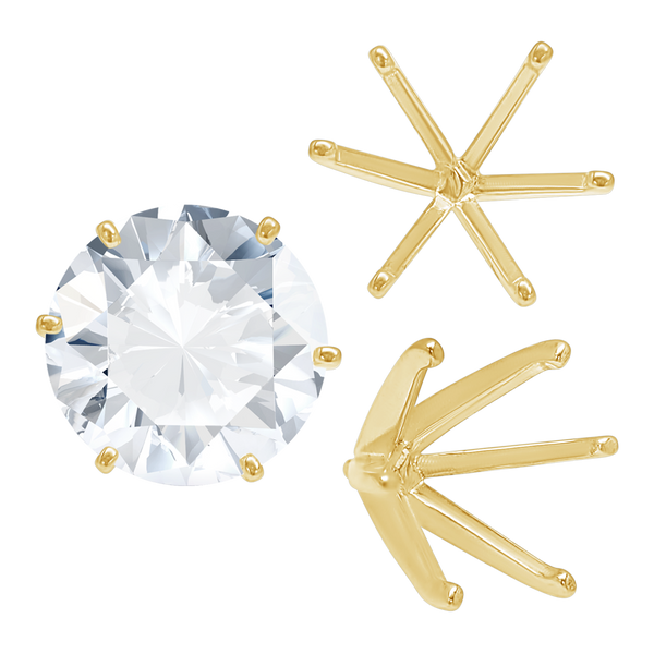ITI NYC Six Prong Round Light and Low Tiffany Settings With Peg in 14K Gold (Casting) (2.50 mm - 11.00 mm)