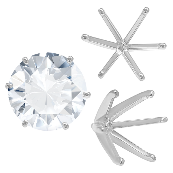 ITI NYC Six Prong Round Light and Low Tiffany Settings With Peg in Sterling Silver (Casting) (2.50 mm - 11.00 mm)