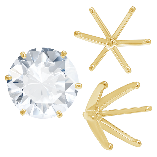 ITI NYC Six Prong Round Light and Low Tiffany Settings With Peg in 14K Gold (Casting) (2.50 mm - 11.00 mm)