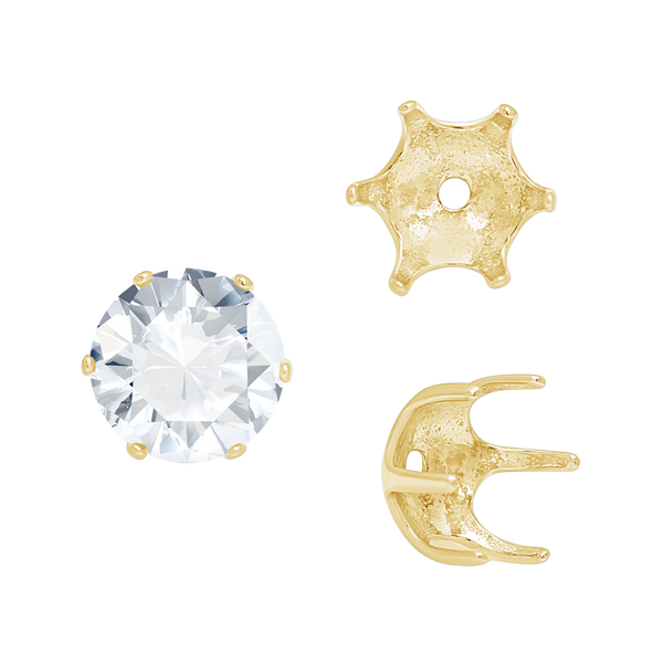 ITI NYC Six Prong Round Pearl Cup Settings in 14K Gold (3.00 mm - 10.00 mm)