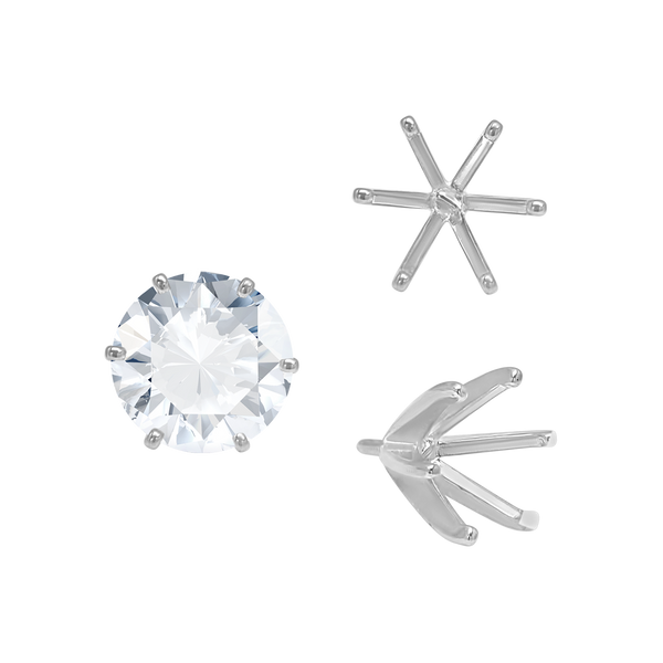 ITI NYC Six Prong Round Light and Low Tiffany Settings With Peg in 18K Gold (Casting) (3.25 mm - 9.75 mm)
