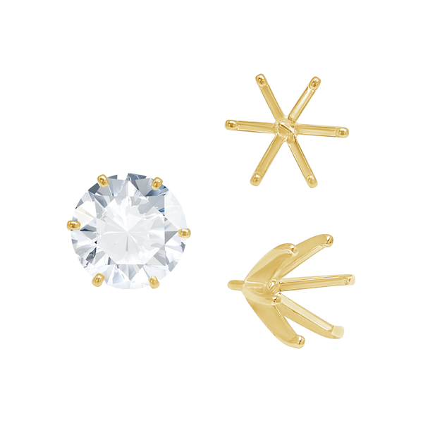 ITI NYC Six Prong Round Light and Low Tiffany Settings With Peg in 14K Gold (Casting) (2.50 mm - 11.00 mm)