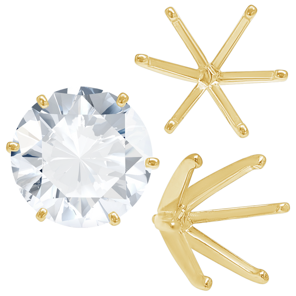ITI NYC Six Prong Round Light and Low Tiffany Settings With Peg in 14K Gold (Casting) (2.50 mm - 11.00 mm)