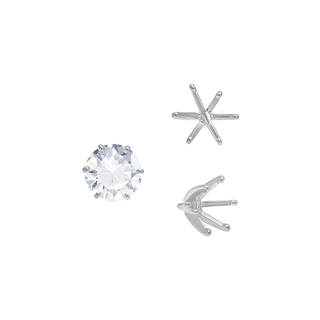 ITI NYC Six Prong Round Light and Low Tiffany Settings With Peg in Sterling Silver (Casting) (2.50 mm - 11.00 mm)