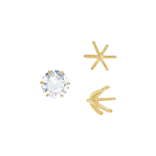 ITI NYC Six Prong Round Light and Low Tiffany Settings With Peg in 14K Gold (Casting) (2.50 mm - 11.00 mm)