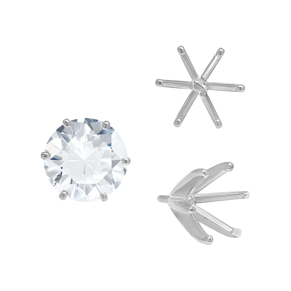 ITI NYC Six Prong Round Light and Low Tiffany Settings With Peg in Sterling Silver (Casting) (2.50 mm - 11.00 mm)